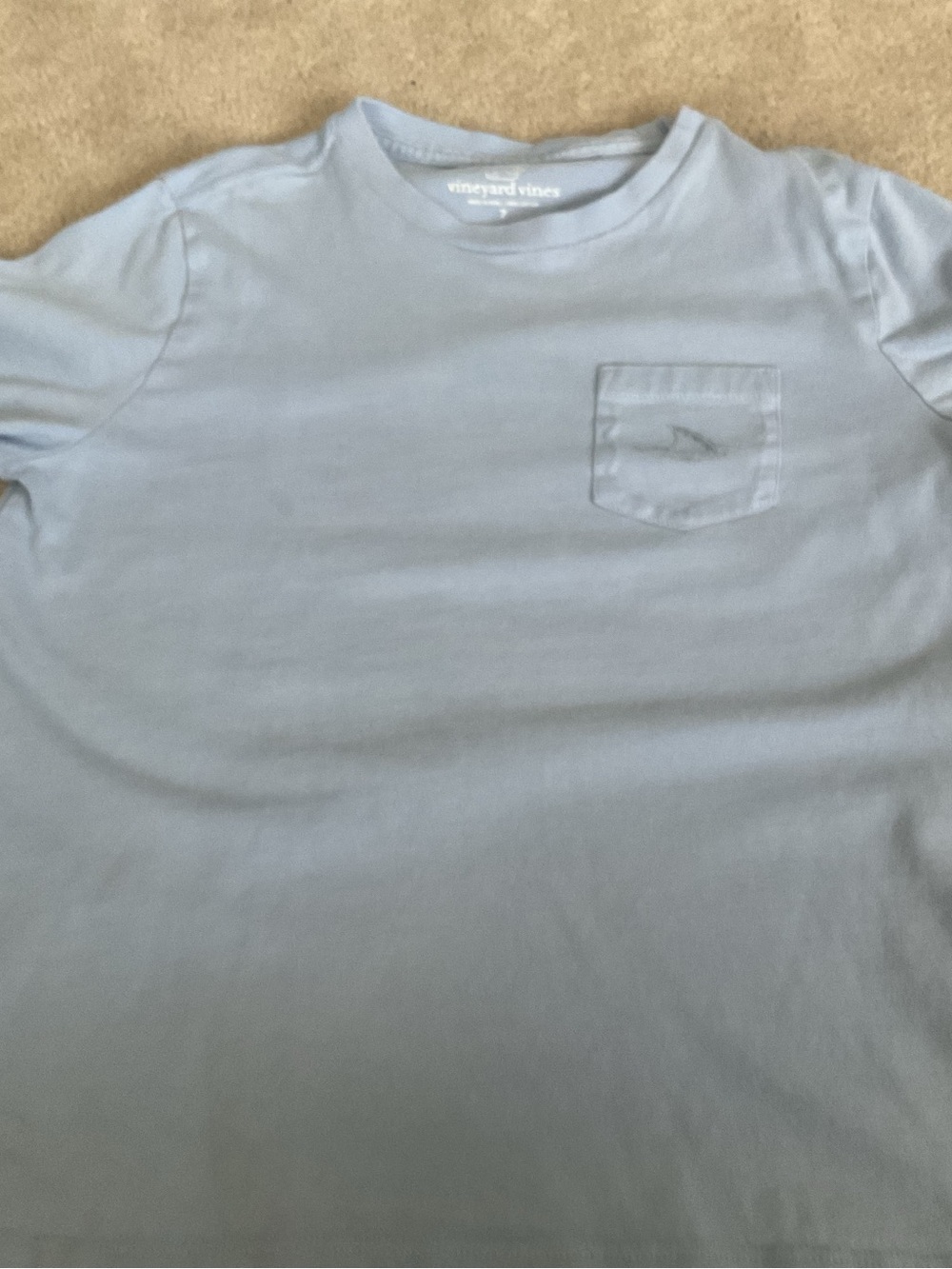 Boys Vineyard Vines Pale Blue Pocket T-Shirt, Size 7
